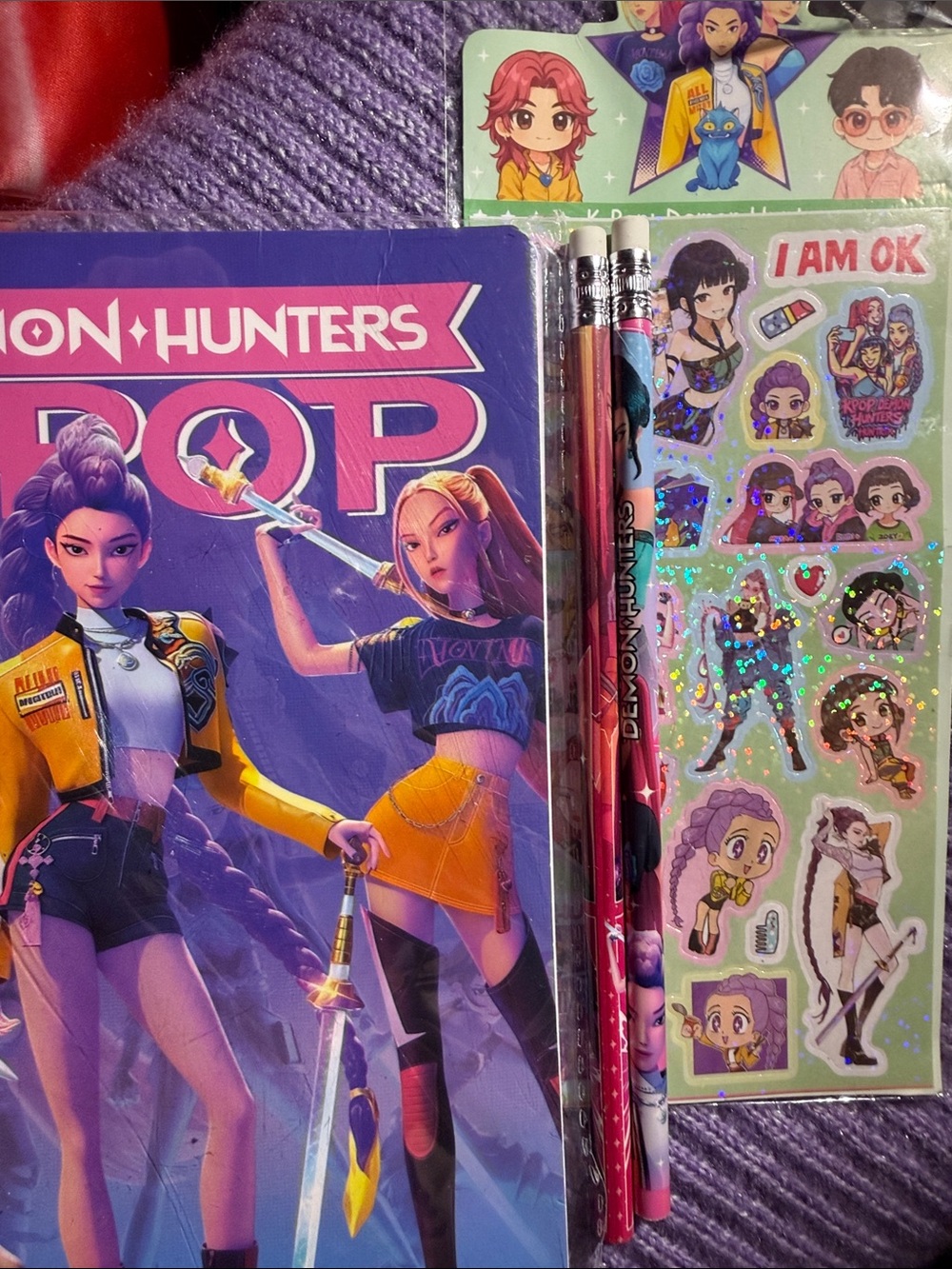 Hunter Purple & Yellow Demon Hunters Pop Notebook Set with Stickers and Pencils